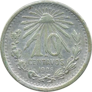 MEXICO MONEDA DE PLATA 10 CENTAVOS 1906 - Imagen 1 de 2