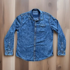 Camisa abotonada estilo lavado ácido azul denim talla L calvin klein jeans para hombre - Imagen 1 de 14