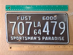 License Plate, Louisiana, 1964, FU ST, Farm Semi-Trailer, 707 479 - Picture 1 of 3
