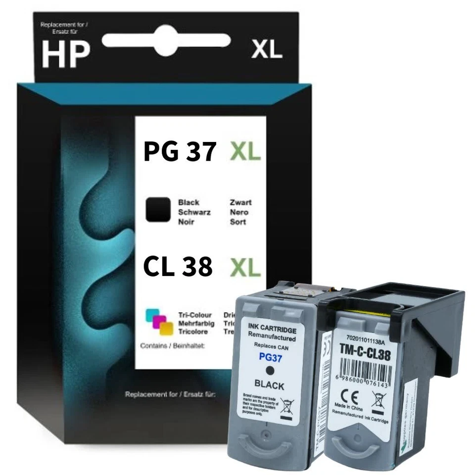 Cartucce stampante per Canon PG-37 CL-38 XL PIXMA IP 1800 IP 1900 IP 2500 2600 - Immagine 1 di 1