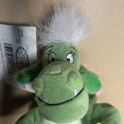 Vintage Disney Store Pete's Dragon Elliott 8" Plush Bean Bag Beanie Green Pink - Image 1 of 4
