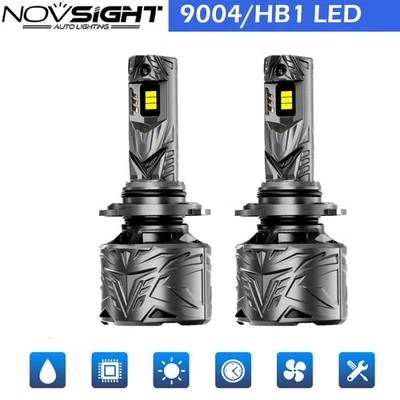 NOVSIGHT 2x 9004 HB1 LED Headlight Bulbs Bright Kit 60000LM 6500K High-Low Beam - Image 1 of 4