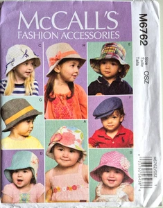 MCCALLS PATTERN 6762  HATS  INFANT  TODDLER SIZES  XS SM MD LG XL UNCUT FF - Picture 1 of 2