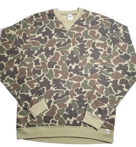 Vintage Russell Athletic Green Frog Duck Camo Sweatshirt USA Outdoors Sz L - Picture 1 of 12