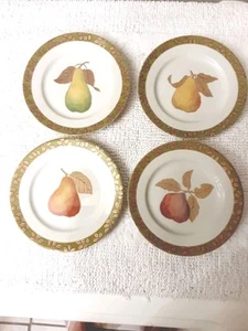 CRATE & BARREL GOLDEN PEARS Salad Dessert PLATES 8 1/4 Set Of 4 Japan Porcelain  - Picture 1 of 22