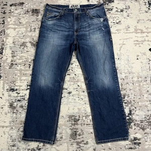Ariat Jeans M2 stivaletto gamba rilassata uomo 36x30 blu denim western lavoro invecchiato - Foto 1 di 14
