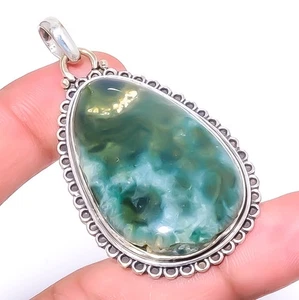 Ocean Jasper - Madagascar Silver Plated Bali Pendant 2.07" A384, Christmas Gift - Picture 1 of 6