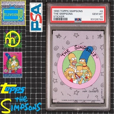1990 Topps Simpsons Sticker - #8 The Simpsons Family - PSA 10 GEM MINT - Image 1 of 4