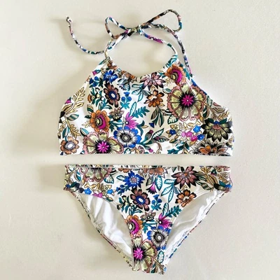 NEW Oneill Girl’s “Priscilla” Floral High Neck 2 piece swim set -Size 10 - Image 1 of 4