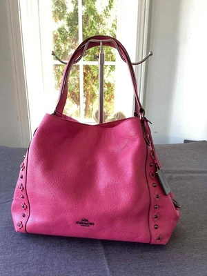 Bolso de Hombro Coach Edie 31 Remaches Florales Cuero Guijarro Rosa - Descatalogado... Foto 1 de 4