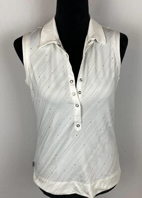 Tail Vest Top Womens Beaded Cream Blouse 5 Button Snap Size XS - Image 1 of 4