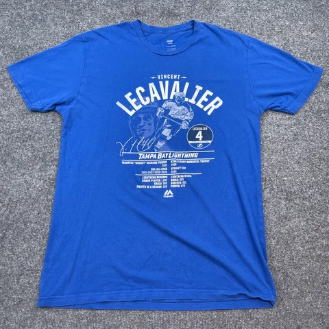 Majestic Tampa Bay Lightning Vincent Lecavalier T Shirt Mens Size L Large NHL Cover