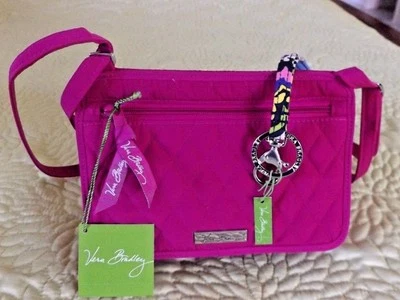 Bandolera VERA BRADLEY Petite Magenta Rosa Microfibra y Cordón Llavero - Nuevo con Etiquetas Foto 1 de 4