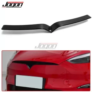 Carbon Fiber Front Bumper Grille Lip Cover Trim For Tesla Model S 2021 2022 2023 - Picture 1 of 9