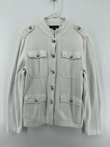 Ralph Lauren Vintage Jacke Damen Größe L Weiß Gold Knöpfe Schneller Versand - Bild 1 von 7