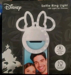Disney Minnie Mouse Clip Anneau Selfie Lumière Rechargeable/Réglable Éclairage - Photo 1 sur 4