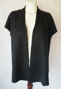 Eileen Fisher Wool Mohair Blend Open Front Cardigan Sweater Black Size M - Picture 1 of 5