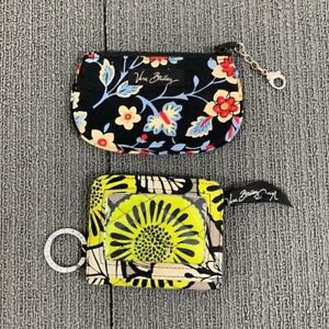 Lot of 2 Vera Bradley ID Wallets Womens Small Multicolor Floral Quilted Keychain