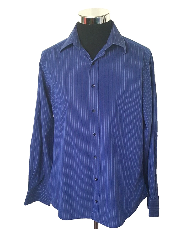 Camisa ajustada Ungaro Homme para hombre talla grande algodón azul con rayas azul claro Foto 1 de 4