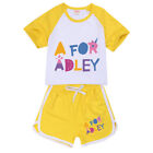A for Adley Kids Girls Boys T-shirt + Short School T shirts Sports Top 100-170cm