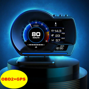 Multi-function LCD Screen Head Up Display GPS OBD2 Speedometer Security Alarm