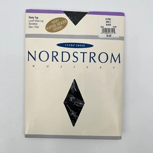 Vintage Nordstrom Black Pantyhose Womens C Lycra Sheer Sandal Toe Panty NOS New - Picture 1 of 4