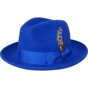 Herren Milani Wolle Fedora Hut weich knautschbar gefüttert FD219 royalblau - Bild 1 von 9