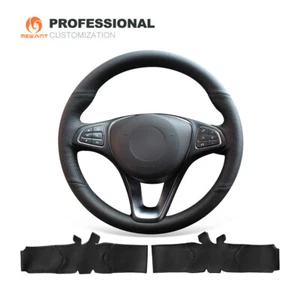 Cubierta de volante de coche de cuero negro para Benz W205 C117 C218 W213 X156 X253 - Imagen 1 de 10