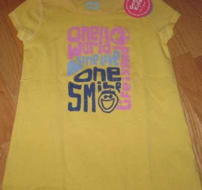 Camiseta Life is good Girls Talla 5/6 Pequeña Amarilla Una Sonrisa Manga Columpio Foto 1 de 2