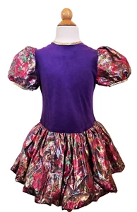 Abito da festa formale vintage anni 80 bambina 6x viola velluto oro rosa zoppo festa - Foto 1 di 12