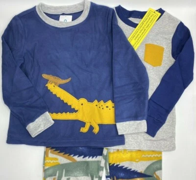 Conjunto de pijama de 3 piezas Carter's para niños talla 5 manga larga azul cocodrilo suave polar Foto 1 de 4