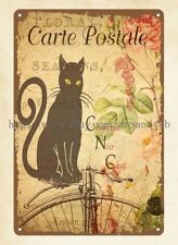 black cat Vintage French Postcard metal tin sign home decoration design