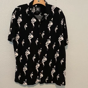 Ed hardy Men’s Large Dripping Skulls Black Button Down Shirt Skull Dagger Y2K - Picture 1 of 9