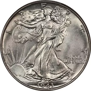 1943 Gemma FDC Walking Liberty mezzo dollaro - PCGS MS65+ - Lucente, bello per grado! - Foto 1 di 4