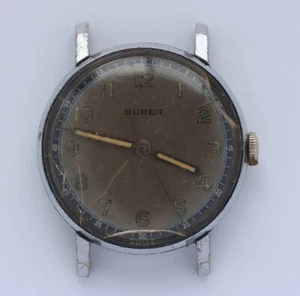 Vintage Buren WWII Military Watch Swiss 30mm Parts Repair Not Working - Bild 1 von 6