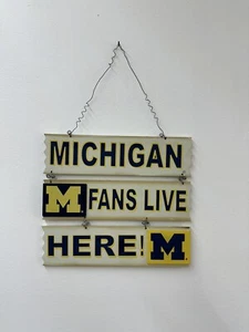 University Of Michigan Sign Football Fans Live Here! 10in X 11.5 In - Picture 1 of 2