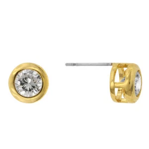 Gold Bezel Stud Earrings - Picture 1 of 3