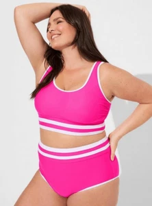 Top de bikini TORRID rosa inalámbrico color bandas cucharada talla 4 para mujer - Imagen 1 de 8