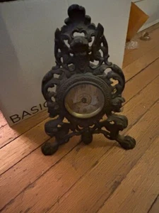 Vintage Brass Filigree Windup Clock with Angel and God Faces - Picture 1 of 8