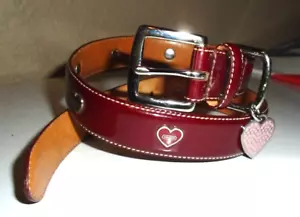 Coach dunkelrotes Lackleder Herz Anhänger Hund Haustier Halsband 4001 Größe Extra Large - Bild 1 von 13