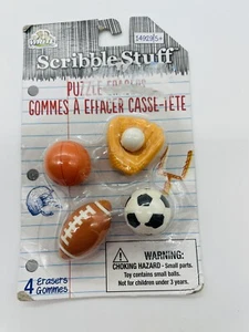 New Vintage Sports Erasers Football Baseball Basketball Soccer Scribble Stuff - Picture 1 of 3