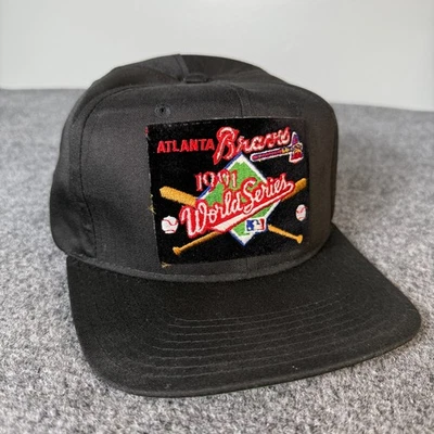 Vintage Atlanta Braves 1991 World Series Hat Cap Black SnapBack Twins NWT 90s - Image 1 of 4
