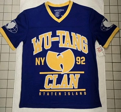 ¡NUEVO! Camiseta deportiva Wu-Wear Wu-Tang Clan azul/amarillo/blanco rara!   ¡Talla pequeña!  Foto 1 de 3