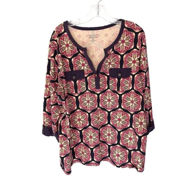 Charter Club Pima Cotton Luxury Women Plus Paisley Print Shirt Mature Size 3X - Image 1 of 4