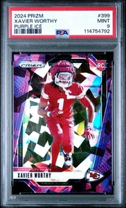2024 Panini Purple Ice Prizm #399 Xavier Worthy Chiefs (RC) /225 PSA 9 - Picture 1 of 3