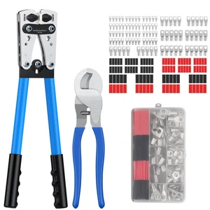 Zapata de cable de batería de 6-50 mm² pinzas de prensado pinzas de compresión con 200 terminales de cable de tubo - Imagen 1 de 11