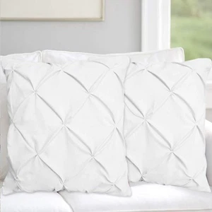 Pinch Plated/Pintuck White Pillow Shams Set of 2 - Luxury 600 Thread Count 10... - Picture 1 of 7
