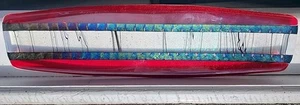Chris Paulson 16" Fused Iridescent Art Glass Sushi Platter Red Green Blue - Picture 1 of 5