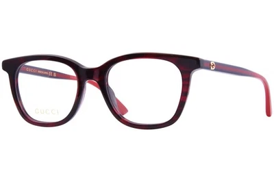 Óculos femininos Gucci GG1864O 003 vermelho Havana/azul aro completo formato quadrado 50mm - Imagem 1 de 4