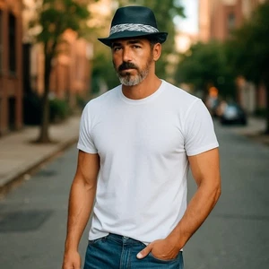 American Rag Size L XL Straw Fedora Hat Plaid Band Borsalino Trilby Cap Black - Picture 1 of 11